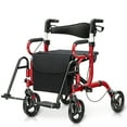 thumbnail image 1 of Goplus Rollator Walker with Seat Folding Walker with 8-inch Wheels Supports up to 350lbs Red, 1 of 10