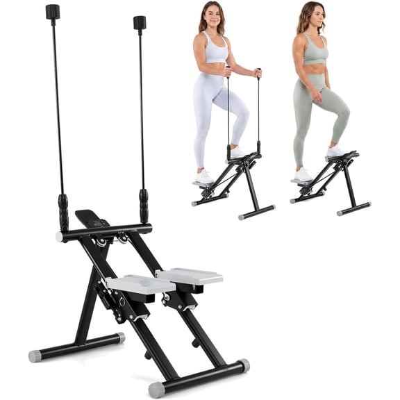 Goplus Stair Stepper, Foldable Vertical Climber Exercise Machine with Detachable Handlebar, LCD Monitor, Compact Fitness Stepper Full-Body Cardio Workout Equipment for Home Gym Exercise