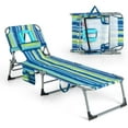 Goplus Tanning Chair, Folding Adjustable Patio Lounge Chair with Face