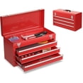 thumbnail image 1 of Goplus Tool Box, Portable 20” Tool Boxes with 3 Drawers, Top Tool Tray, Metal Lock Latch, Protective Liner, Auto Locking, Heavy Duty Steel Toolbox for Garage, Workshop, Mechanic, 1 of 18