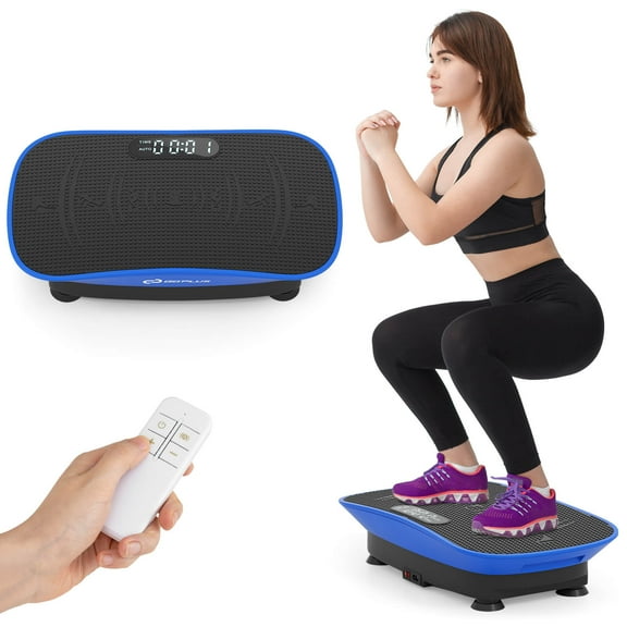 Goplus Vibration Plate Exercise Machine with 10 Speed Intensities Remote for Home Fitness Navy+Black