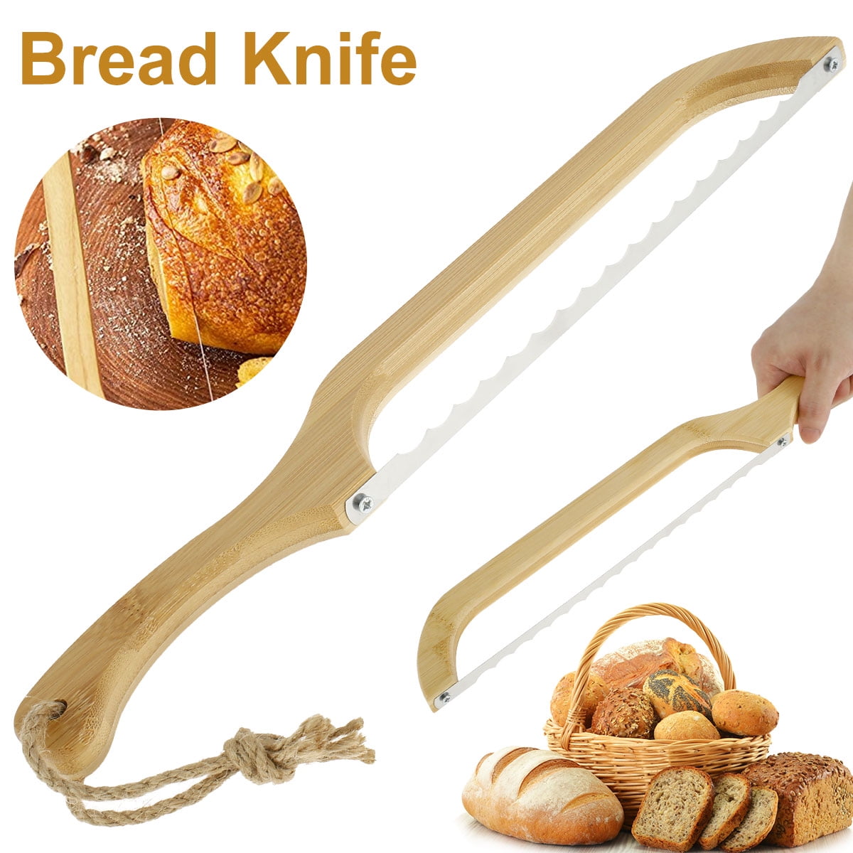 Gorawre Bread Knife, Bread Bow Knife, Bagel Cake Knife, Bread Knife for Homemade Bread, 15.7