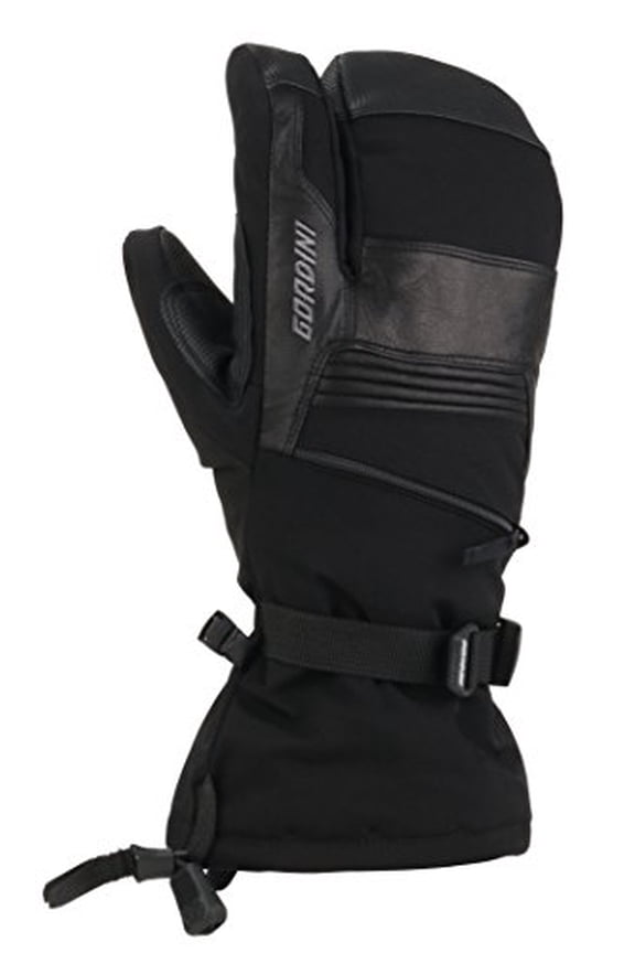 4M1071-B-S Mens Gore-Tex Storm Trooper Three Finger Waterproof Mittens Gloves, Black - Small