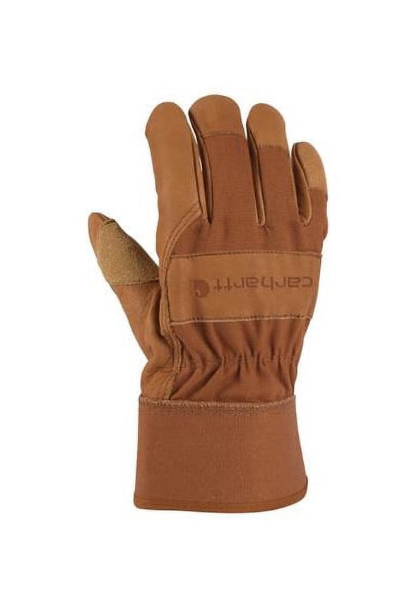 Gordini/Carhartt Usa A518BRN L Work Gloves, Leather & Cotton Duck, Large