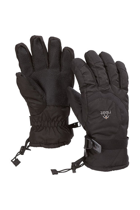 KIDS Junior Heat Waterproof Gauntlet Ski Winter Gloves Black, S-XL