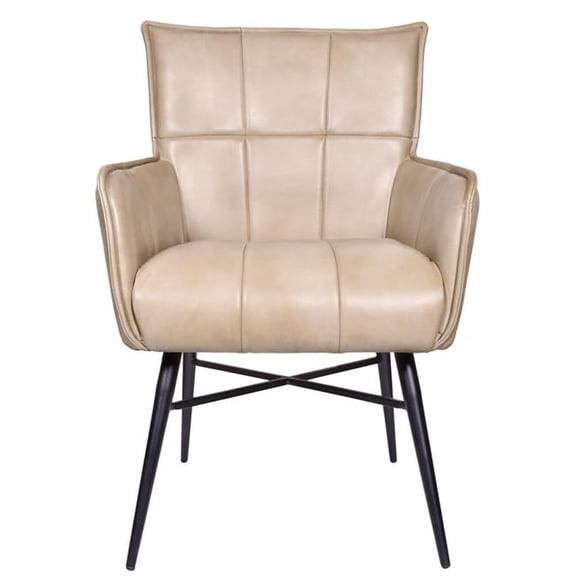 Gabriel Genuine Leather Arm Chair in Mid-Century Stone Finish