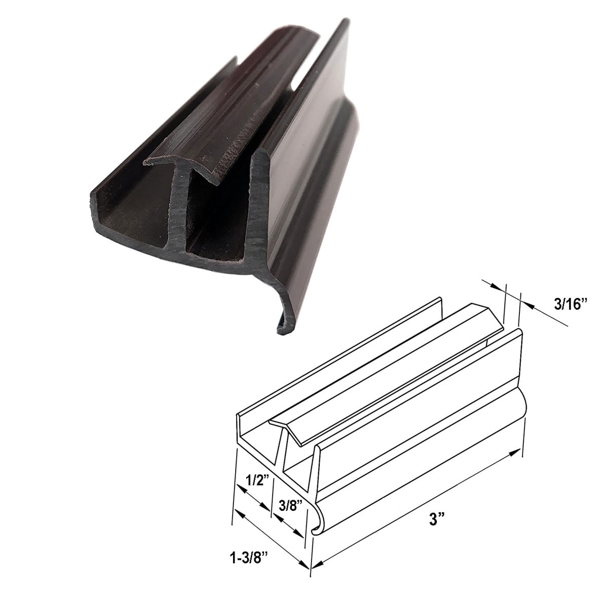 Gordon Glass® Brown Sliding Shower Door Bottom Guide 13/8" Wide x 3