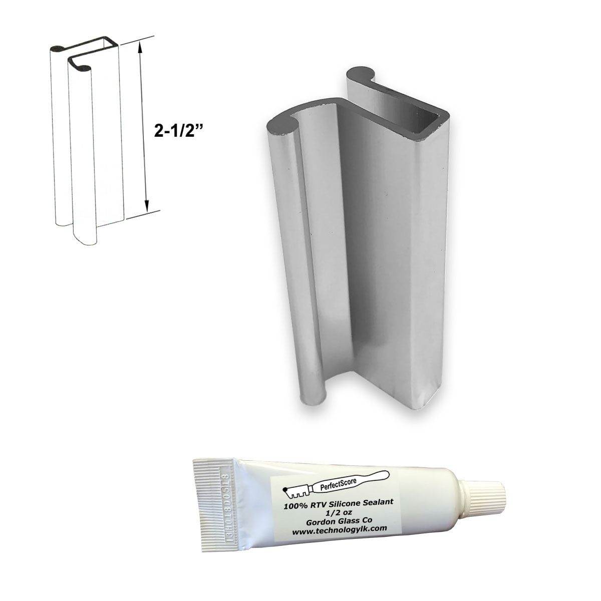 Chrome Slip-On Pull Handle for Frameless Shower Doors
