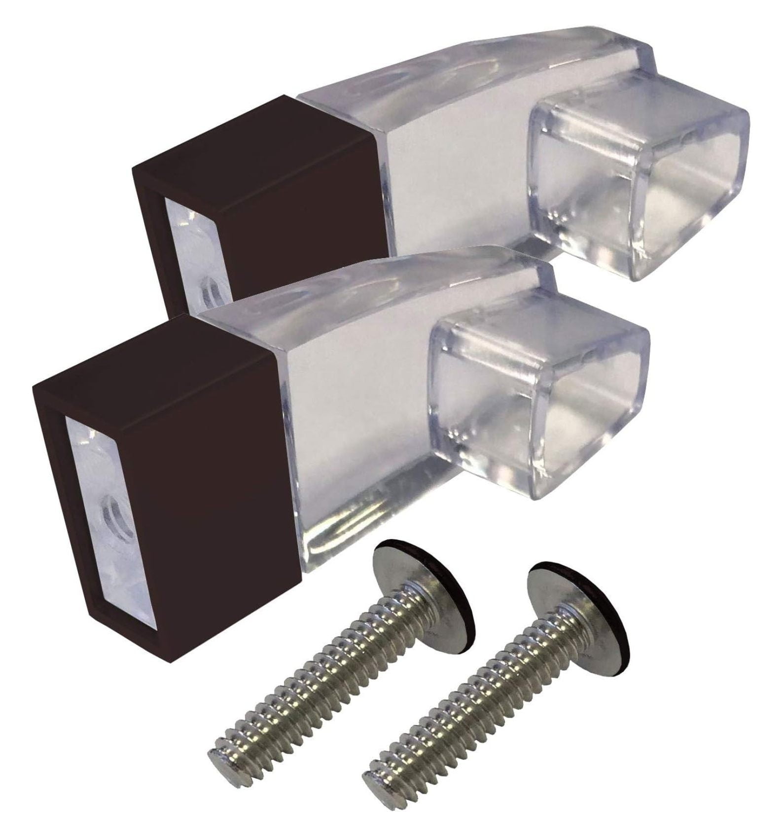 Gordon Glass Clear Acrylic Towel Bar Brackets Kit - With Oil Rubbed Bronze Sleeves & Clear Finger Pull For Shower Doors
