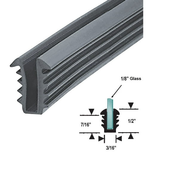 Gordon Glass Gray Shower Door Replacement Glazing Vinyl for 1/8" Glass - 18 ft
