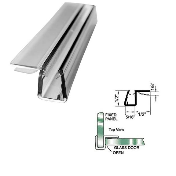 Gordon Glass "H" Panel Seal with Vinyl Cushion Fin for 90 Degree Application for 5/16" Glass - 73 in long