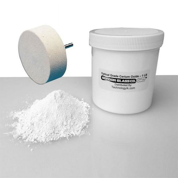 Gordon Glass Optical Grade High Purity Cerium Oxide Polishing Compound - 1 Lb and 3" Felt Polishing Wheel Kit