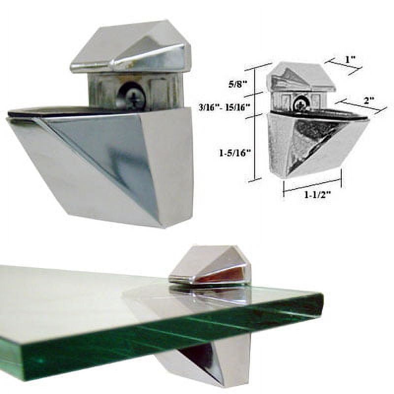 Gordon Glass® Polished Chrome Adjustable Glass or Wood Shelf Brackets - Pair