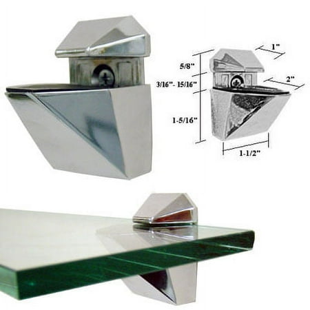 Gordon Glass® Polished Chrome Adjustable Glass or Wood Shelf Brackets - Pair