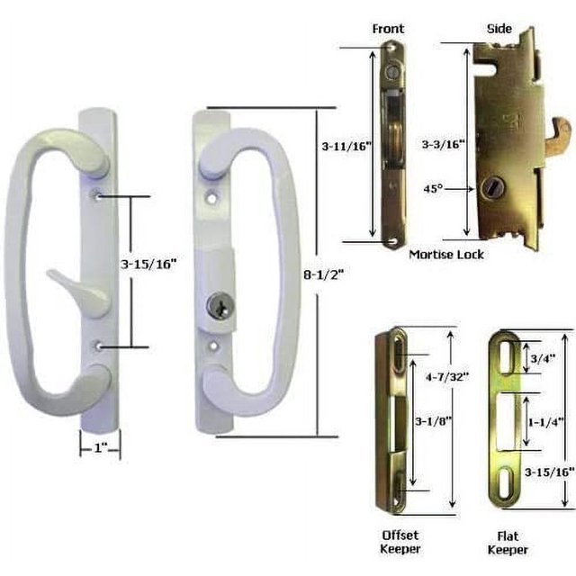 Gordon Glass STB Sliding Glass Patio Door Handle Kit with Mortise Lock