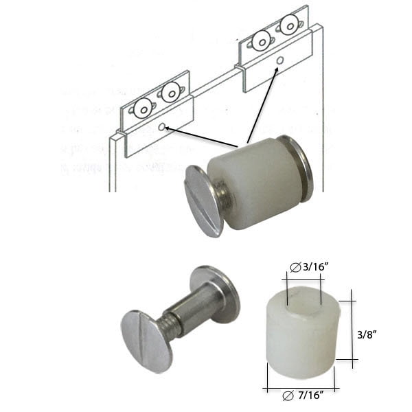 Gordon Glass® Shower Door Roller Bracket Pin with Nylon Bushing for 3/8
