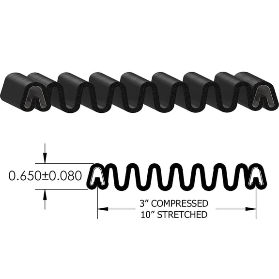Gordon Glass Slider to Slider Accordion Boot Seal, 3" Compressed, 8" Stretched - 25 ft | Spring clips are facing the same direction