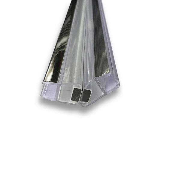 Gordon Glass® Universal 135 Degree Shower Door Magnetic Seal with Chrome Trim Accent for 3/16" and 1/4" Glass Frameless Shower Doors - 73" Long - Set