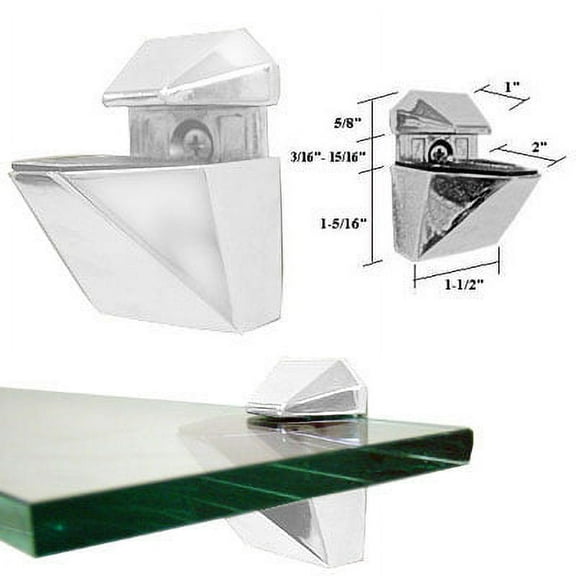 Gordon Glass White Adjustable Glass or Wood Shelf Brackets - Pair
