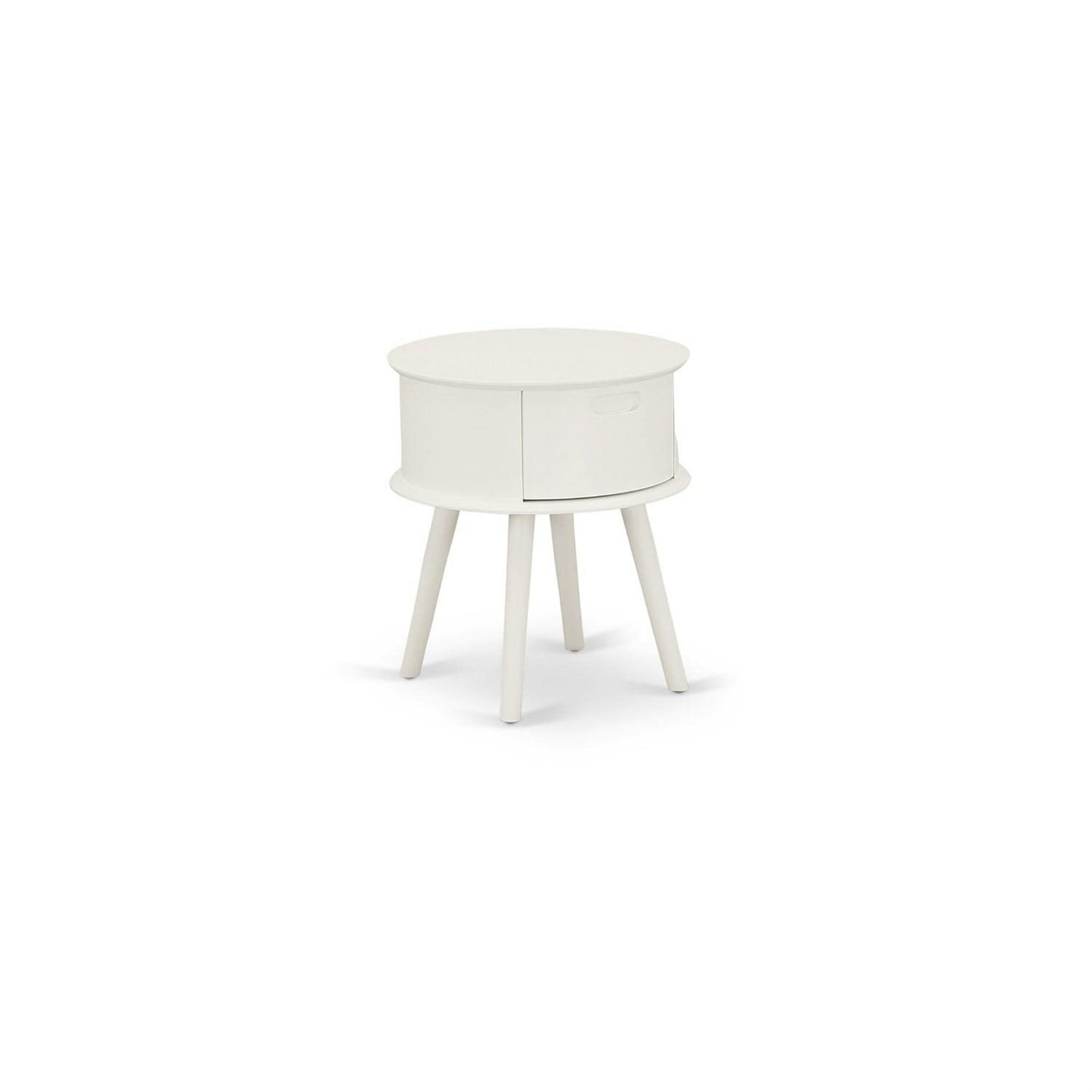 Gordon 22" White Wood Round Nightstand with Drawer