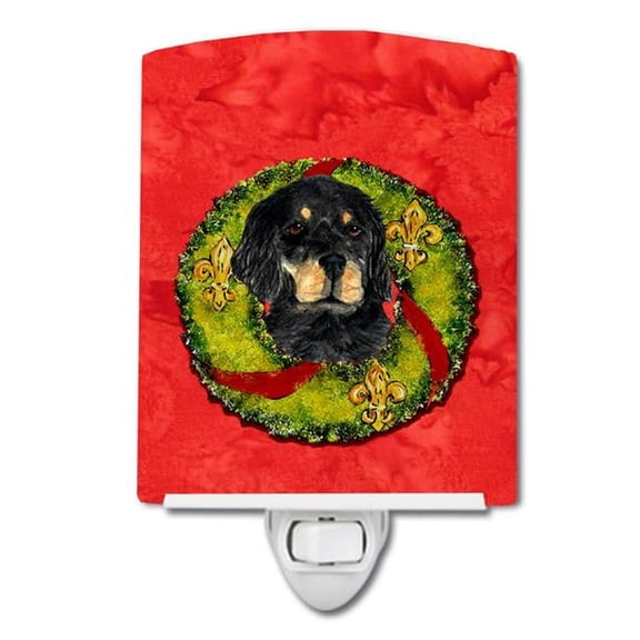 Gordon Setter Cristmas Wreath Ceramic Night Light