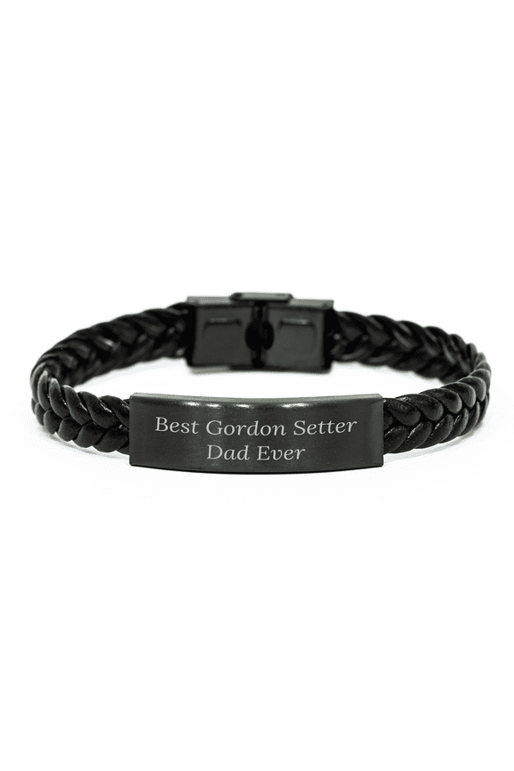 Gordon Setter Dad Ever Interlaced Leather Bracelet, Best Father's Day Unique Gift for Men, Unique Quote 'Best Gordon Setter Dad Ever'