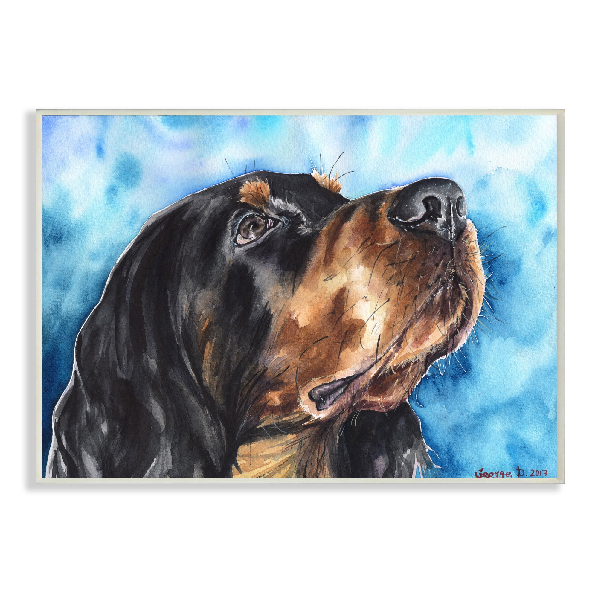 Stupell Industries Gordon Setter Dog Portrait over Vibrant Blue Wall Plaque, 10 x 15, Design by George Dyachenko