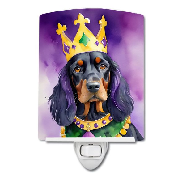 Gordon Setter King of Mardi Gras Ceramic Night Light 4 in x 6 in