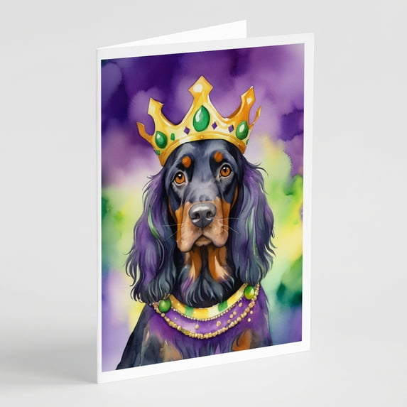 Gordon Setter King of Mardi Gras Greeting Cards Pack of 8 7 in x 5 in