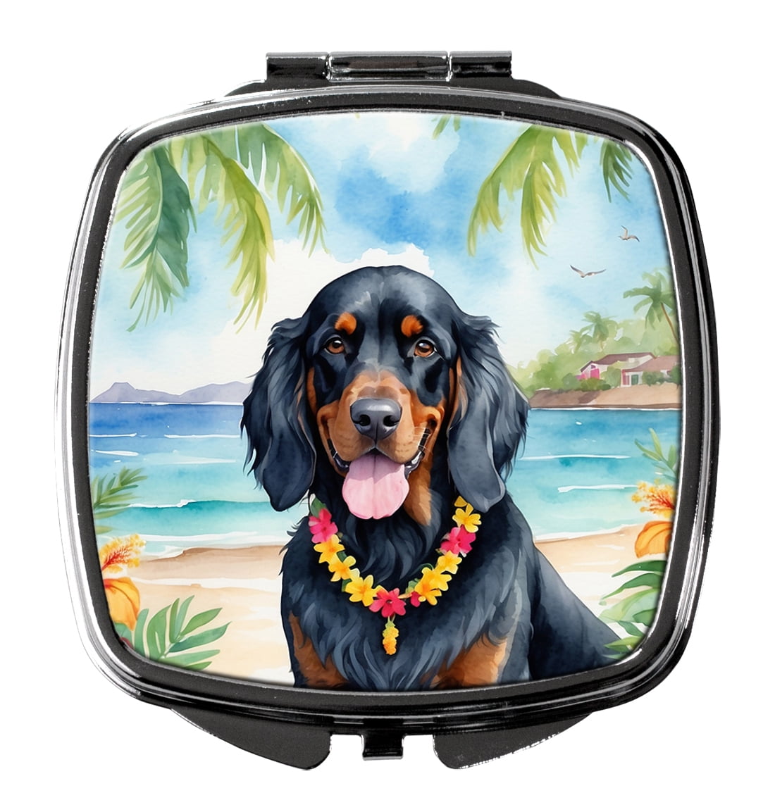 Gordon Setter Luau Compact Mirror 2.75 in x 3 in