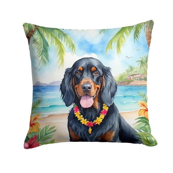 Gordon Setter Luau Throw Pillow 14 in x 14 in
