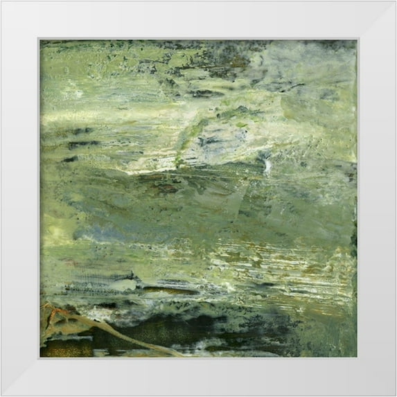 Gordon, Sharon 20x20 White Modern Wood Framed Museum Art Print Titled - Encaustic Tile in Green VIII