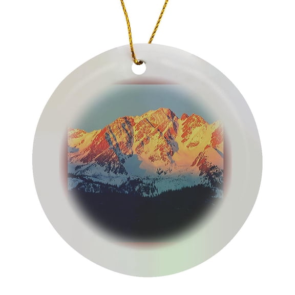3drose, Gore Range Winter Sunset in Eagles Nest Wilderness, Circle Porcelain Ornament