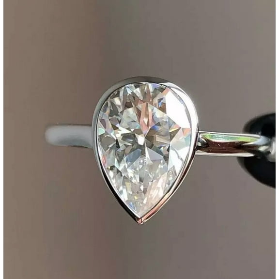 Gorgeous 1 CT Pear Cut Ring Engagement Moissanite Diamond Ring Forever one Her Birthday Gift Ring