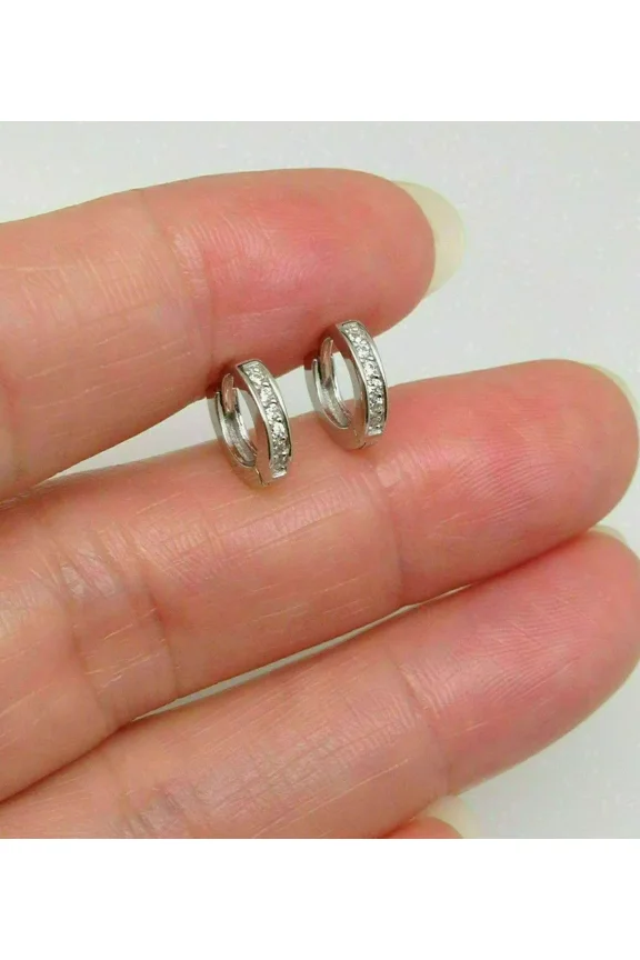 "Gorgeous 2 Ct Round Cut Diamond Tiny Huggie Hoop Earrings - 14k White Gold Finish"