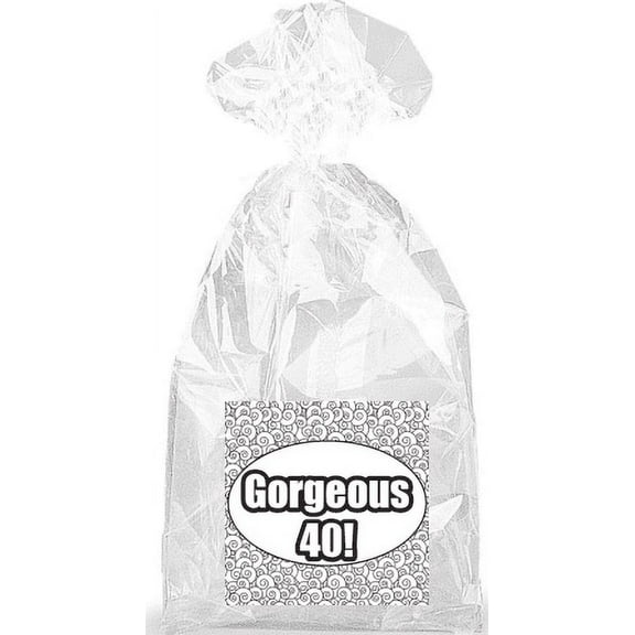Gorgeous 40th Birthday! Party Favor Bags with Ties - 12pack