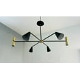 thumbnail image 1 of Gorgeous 6 Arms 8 Light Hand Crafted Brass Sputnik Chandelier With Black Powder Coated Mid Century Modern Chandelier, 1 of 4