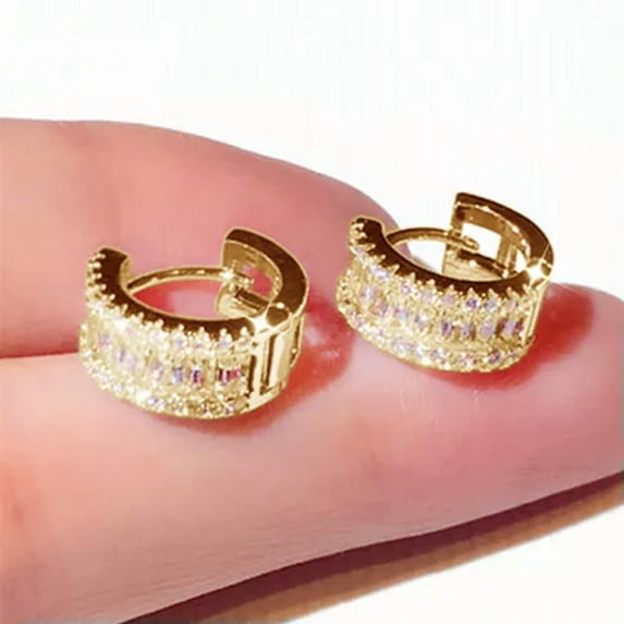 Gorgeous 925 Silver Hoop Earrings Cubic Zircon Wedding Engagement Jewelry A Pair