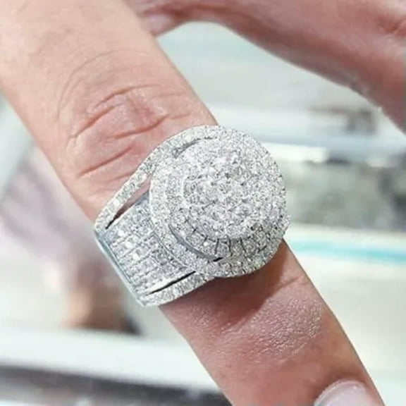 Gorgeous 925 Silver Ring Jewelry Cubic Zircon Women Wedding Ring Sz 6-10