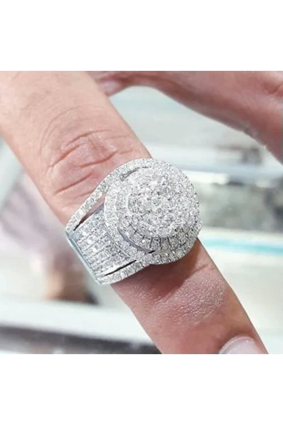 Gorgeous 925 Silver Ring Jewelry Cubic Zircon Women Wedding Ring Sz 6-10