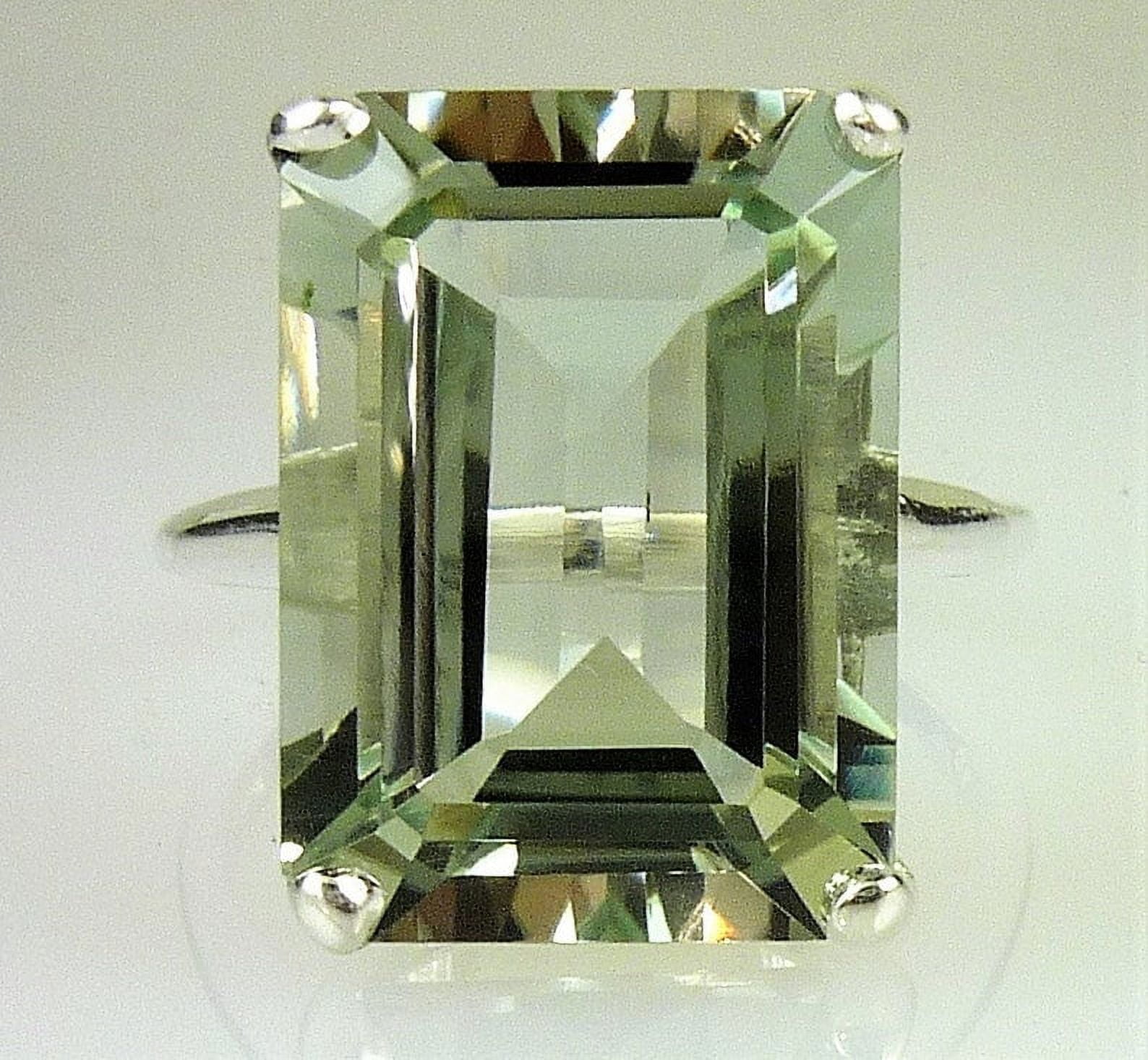 Gorgeous! AAA+ Quality Green Amethyst Ring, 13X16MM Emerald Cut