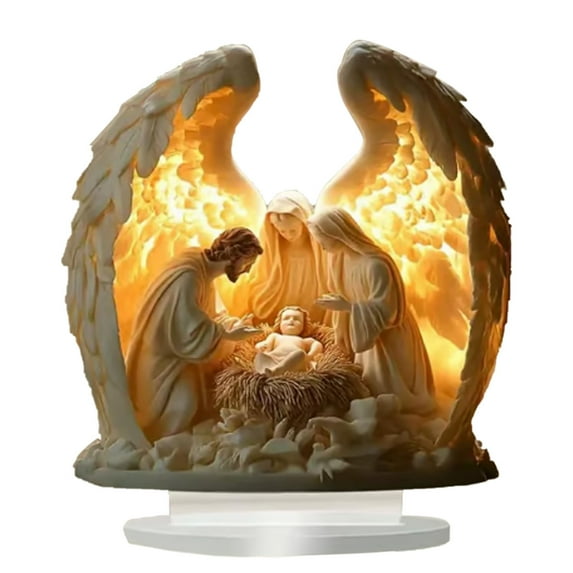 Gorgeous Angel Wings Cross Decoration, Finely Detailed Wings Gracefully Wrap Around The Cross, Elegant Boho Style, Acrylic Material