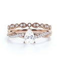 thumbnail image 1 of Gorgeous Art Deco 1.75 Carat Pear Cut Diamond Moissanite Engagement Ring,One Matching Band, Twisted Band Wedding Ring in 925 Sterling Silver With 18k Rose Gold Plating Gift For Her Promise Ring, 1 of 3