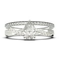 thumbnail image 1 of Gorgeous Art Deco 1.75 Carat Pear Cut Diamond Moissanite Engagement Ring, One Matching Band, Twisted Band Wedding Ring in 925 Sterling Silver With 18k White Gold Plating Gift For Her, 1 of 4