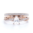 thumbnail image 1 of Gorgeous Art Deco 1.75 Carat Pear Cut Diamond Moissanite Engagement Ring,One Matching Band, Twisted Band Wedding Ring In 925 Sterling Silver With 18K Rose Gold Plating Gift For Her Promise Ring, 1 of 3