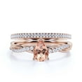 thumbnail image 1 of Gorgeous Art Deco 1.75 Carat Pear Cut Morganite And Diamond Moissanite Engagement Ring,One Matching Band, Twisted Band Wedding Ring in 925 Sterling Silver With 18k Rose Gold Plating Gift For Her, 1 of 3
