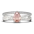 thumbnail image 1 of Gorgeous Art Deco 1.75 Carat Pear Cut Morganite And Diamond Moissanite Engagement Ring, One Matching Band, Twisted Band Wedding Ring in 925 Sterling Silver With 18k White Gold Plating Gift For Her, 1 of 3