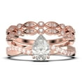 thumbnail image 1 of Gorgeous Art Deco 2.25 Carat Pear Cut Diamond Moissanite Engagement Ring,Two Matching Band, Twisted Band Wedding Ring in 925 Sterling Silver With 18k Rose Gold Plating Gift For Her, 1 of 4