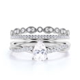 thumbnail image 1 of Gorgeous Art Deco 2.25 Carat Pear Cut Diamond Moissanite Engagement Ring, Two Matching Band, Twisted Band Wedding Ring in 925 Sterling Silver With 18k White Gold Plating Gift For Her Promise Ring, 1 of 3