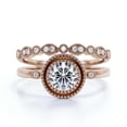 thumbnail image 1 of Gorgeous Art Nouvea 1.60 Carat Round Cut Diamond Moissanite Engagement Ring, Boho Moissanite Wedding Ring, One Matching Band In 10K Solid Rose Gold, Gift For Her, Promise Ring, Anniversary Gift, 1 of 3